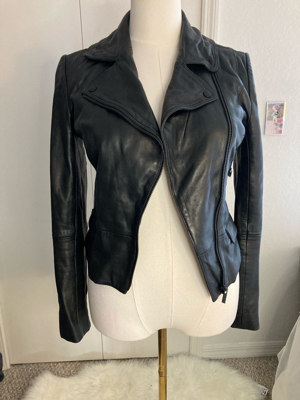 Classiques Entier Black Leather Asymmetrical Moto Jacket